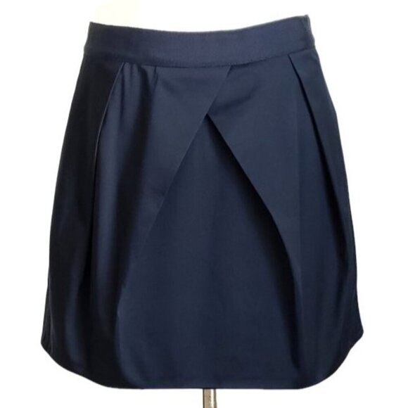 J. Crew Dresses & Skirts - J Crew Navy Blue Cotton Front Pleated Mini Skirt